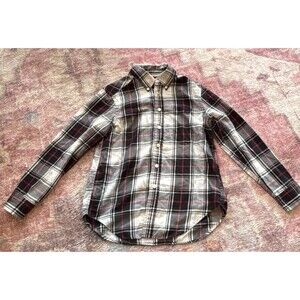 Chaps Boys Plaid Black Red White Button-Up Shirt M (10-12) Long Sleeve